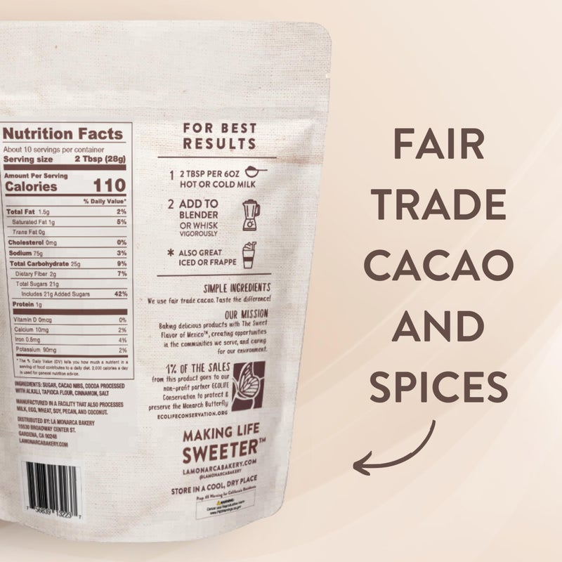 Mexican Hot Chocolate, 10 Ounce (Pack of 2), Authentic Mexican Style Hot Chocolate Mix with Organic Cacao Beans and Cinnamon by La Monarca Bakery - Image 2